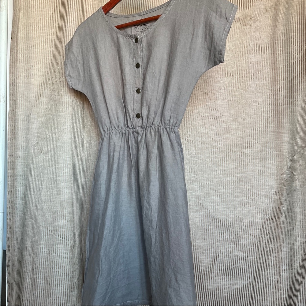 Conscious Clothing Grey Snap Button Linen Dress
